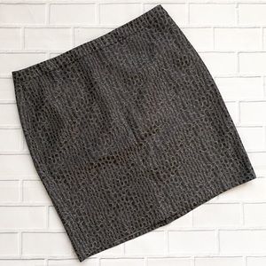 LOFT Gray Printed Textured Pencil Skirt